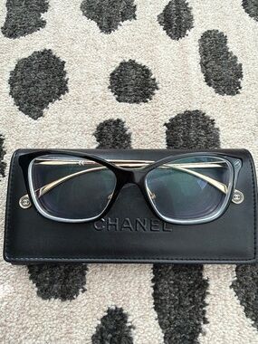 Chanel Black Eyeglasses Glasses Frame with Nose Pads 3422-A